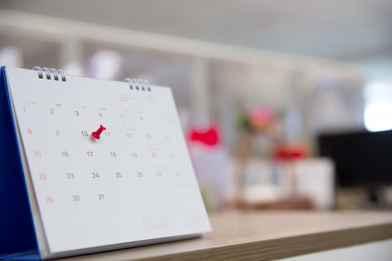 calendario con fecha señalada