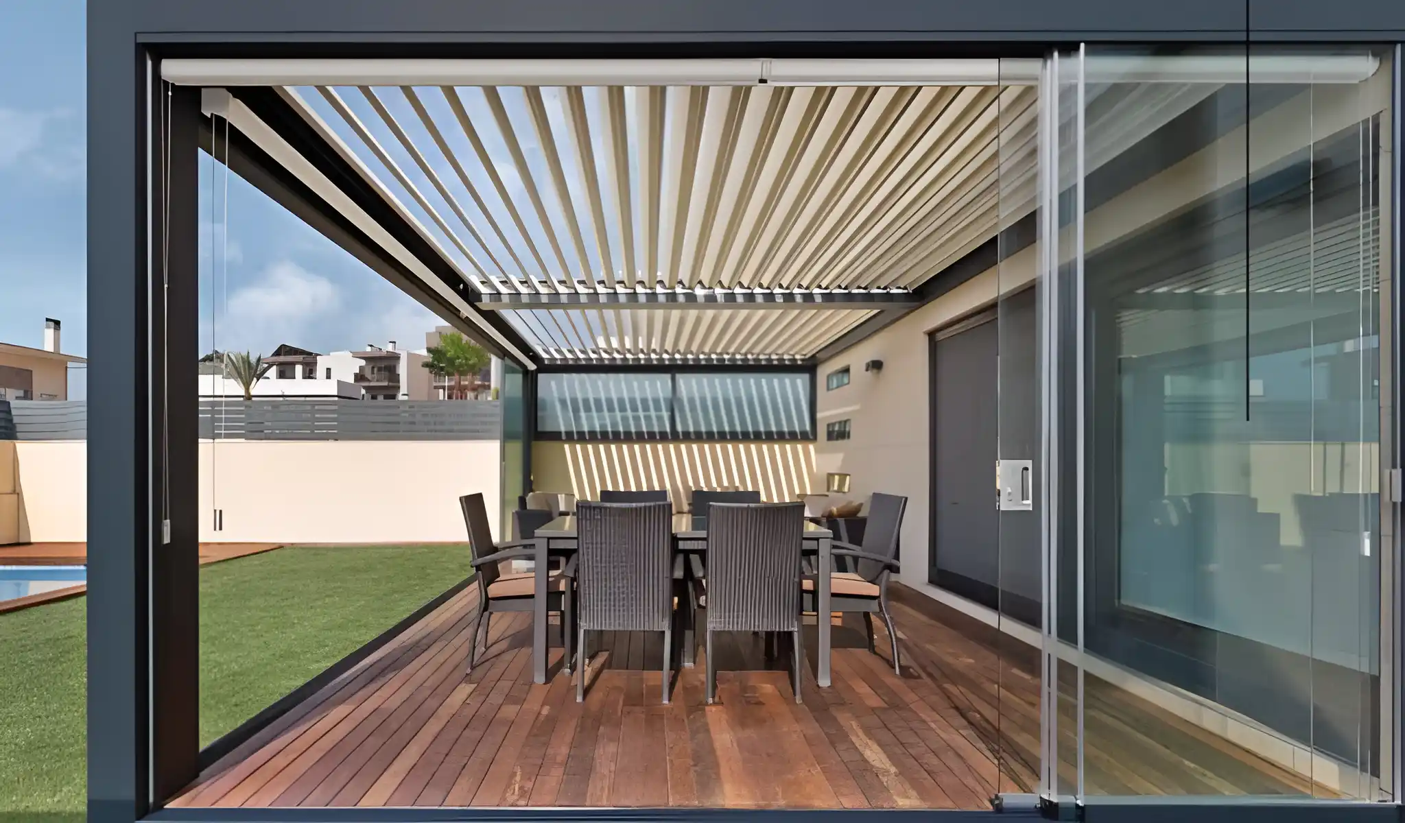 Pérgola para terraza con piscina Pérgola para terraza con piscina