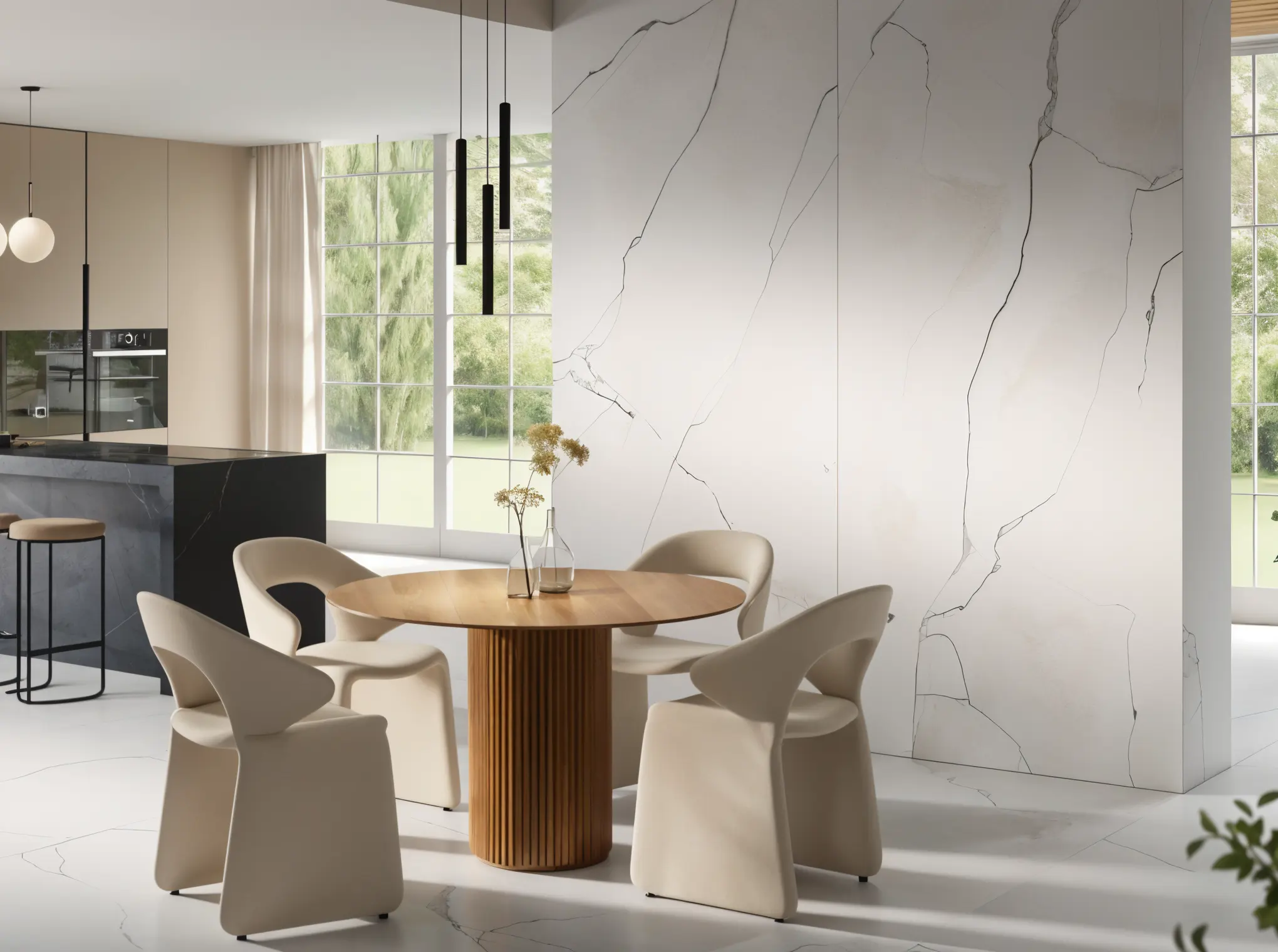 Cocina y salón de mármol